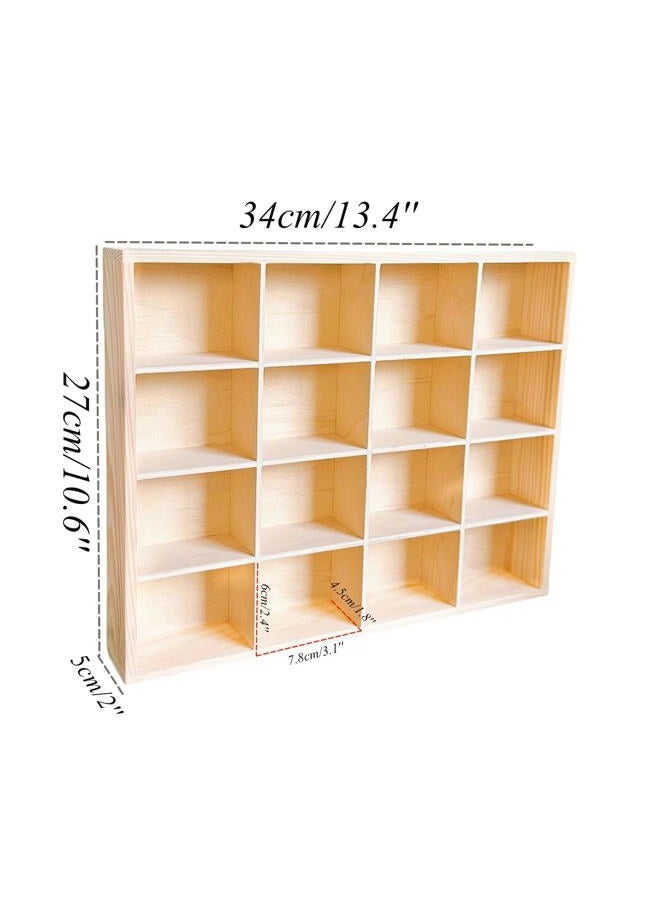 LONG TAO Wooden Storage Divider Box - 13.4''x10.6''x2'' Tabletop Display Box with 16 Compartments for Home, Craft, Office, Kitchen Organization - Image 2