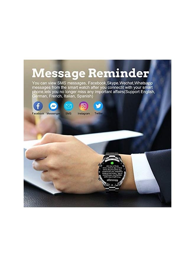 LIGE - LIGE Smart Watch for Android iOS, Bluetooth Calls Voice Chat with Heart Rate/Sleep Monitor Fitness Tracker, 1.3" Full Touch Screen IP67 Waterproof Stainless Steel Activity Tracker for Men - Image 1