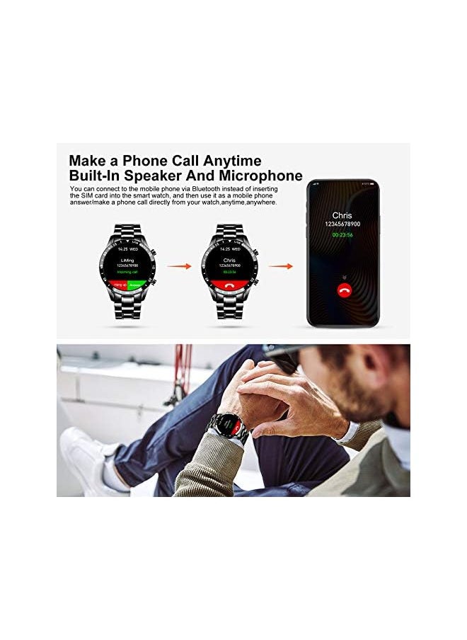 LIGE - LIGE Smart Watch for Android iOS, Bluetooth Calls Voice Chat with Heart Rate/Sleep Monitor Fitness Tracker, 1.3" Full Touch Screen IP67 Waterproof Stainless Steel Activity Tracker for Men - Image 1