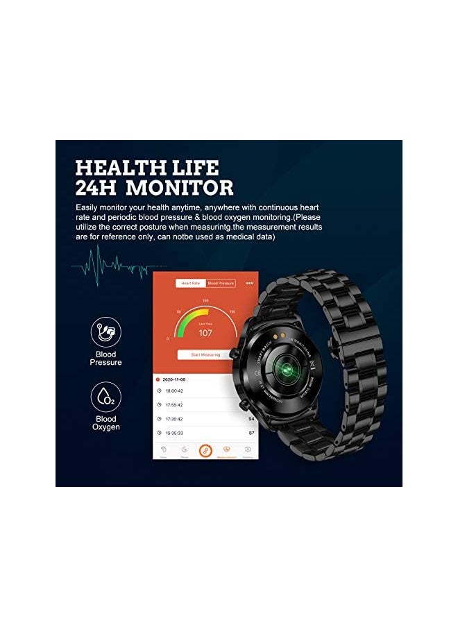 LIGE - LIGE Smart Watch for Android iOS, Bluetooth Calls Voice Chat with Heart Rate/Sleep Monitor Fitness Tracker, 1.3" Full Touch Screen IP67 Waterproof Stainless Steel Activity Tracker for Men - Image 1