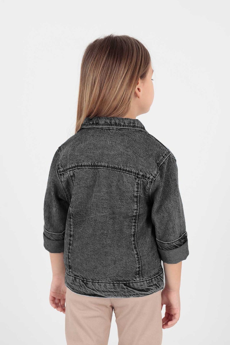 Ahenk Kids Girls Teddy Bear Cotton Jean Jacket Suitable for Daily Fashion AK22176023  - Image 4