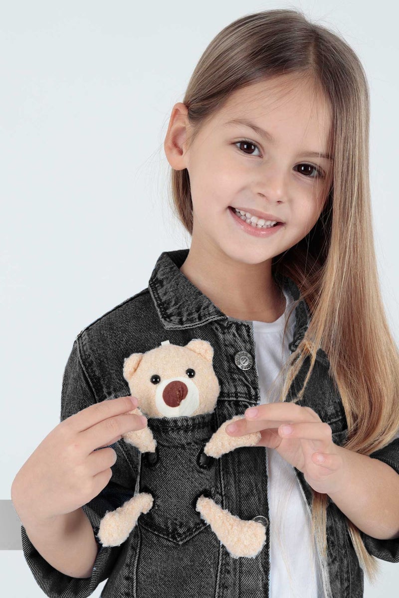 Ahenk Kids Girls Teddy Bear Cotton Jean Jacket Suitable for Daily Fashion AK22176023  - Image 2