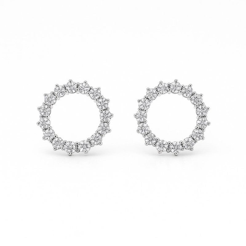 Silver Town Circle Sparkly Earrings