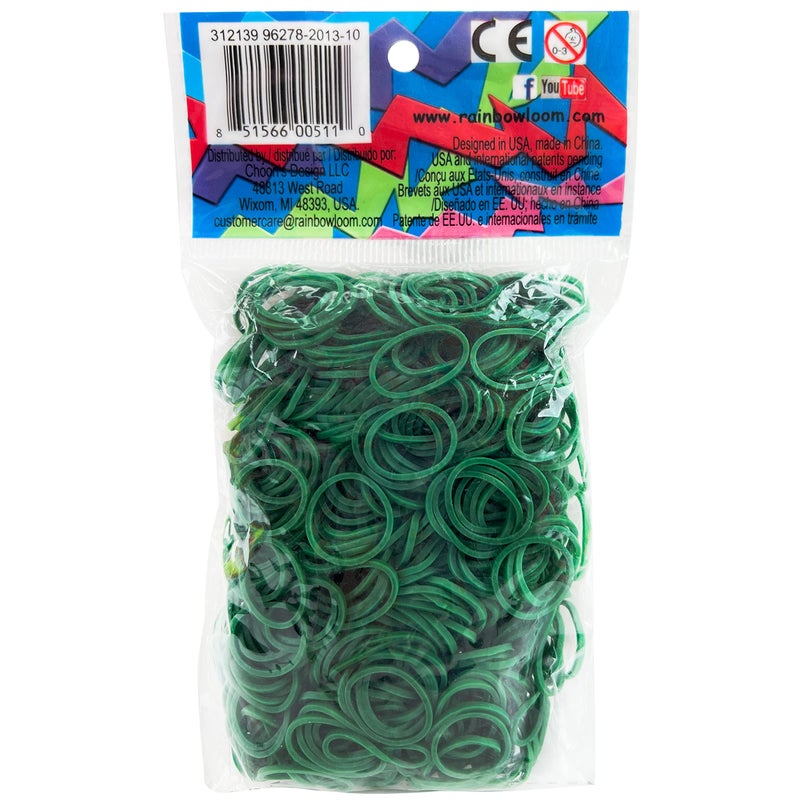 Rainbow Loom أشرطة مطاطية داكنة خضراء من Rainbow Loom® مع 24 مشبك C (600 قطعة) - Image 1