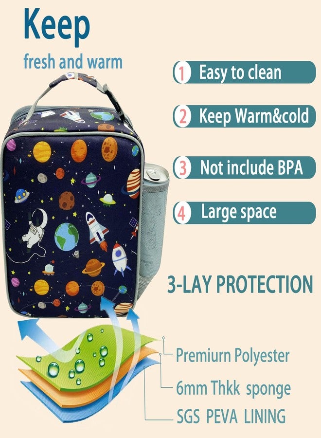 Kulle Kids Lunch Box,Insulated Lunch Box for Boys and Girls,Sturdy Soft Bag & Freezable Lunchbox, Lunch Bag kids Reusable Lunch Boxes for School,Work,Outdoor(Astronaut) - Image 3