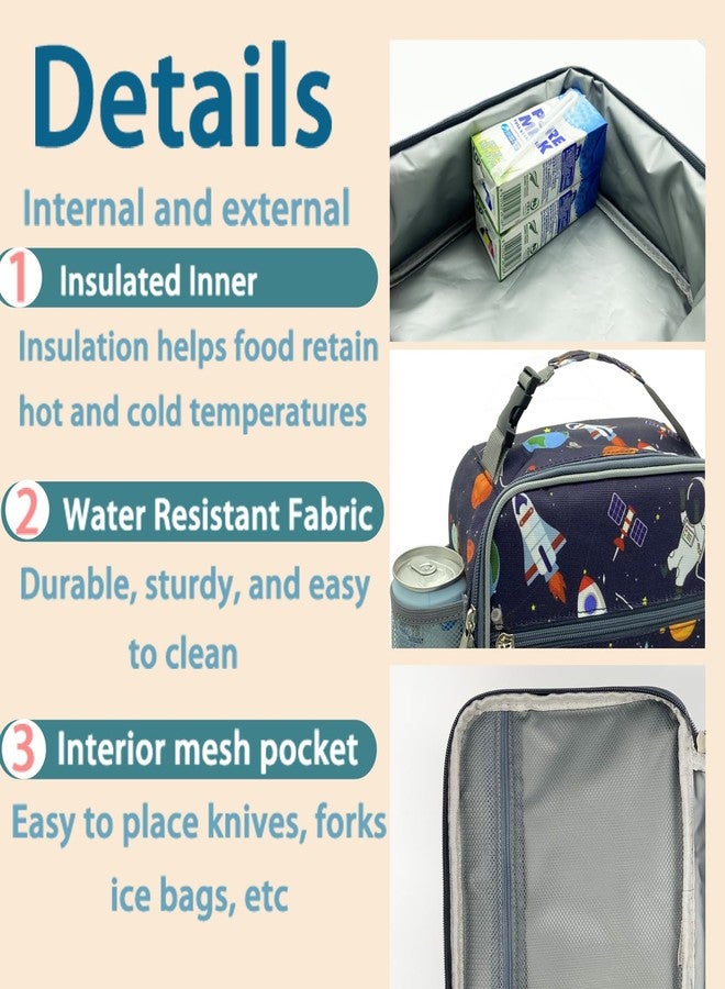 Kulle Kids Lunch Box,Insulated Lunch Box for Boys and Girls,Sturdy Soft Bag & Freezable Lunchbox, Lunch Bag kids Reusable Lunch Boxes for School,Work,Outdoor(Astronaut) - Image 5