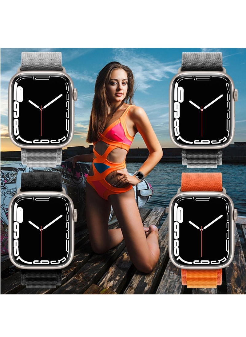 BORTONY - Apple Watch Band 42mm 44mm 45mm 49mm 4 Pack Alpine Loop Nylon Band Women Men with Adjustable Metal G-Hook Strap for iWatch Ultra Series SE 8/7/6/5/4/3/2/1 - Image 1