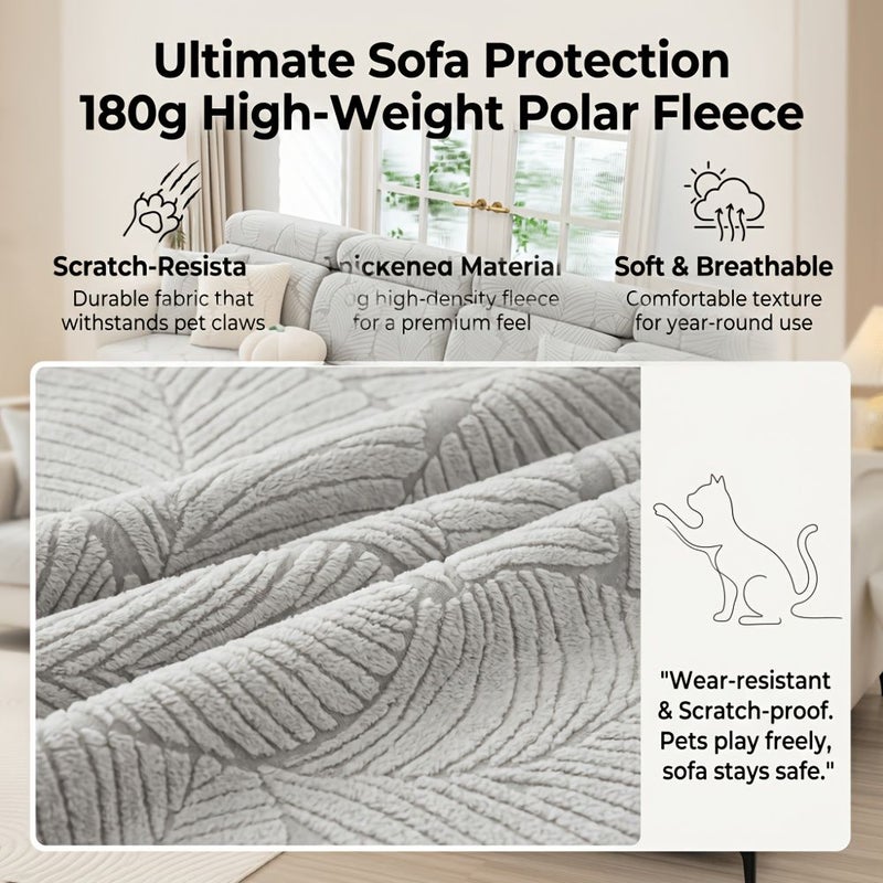 1pc Deep Gray Single Seat Cushion Cover 180G High Density Fleece Sofa Cover Anti Scratch Protective Decorative Elastic Fit For Pet Owners - Image 2