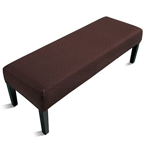 Fuloon Stretch Jacquard Dining Bench Cover  AntiDust Removable Bench Slipcover Washable Seat Cushion Protector for Bedroom Kitchen Hotel Banquet Chocolate