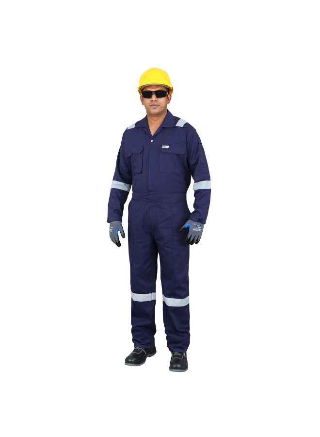 Vaultex VED 240GSM Cotton Coverall , Navy Blue, Large - Image 1
