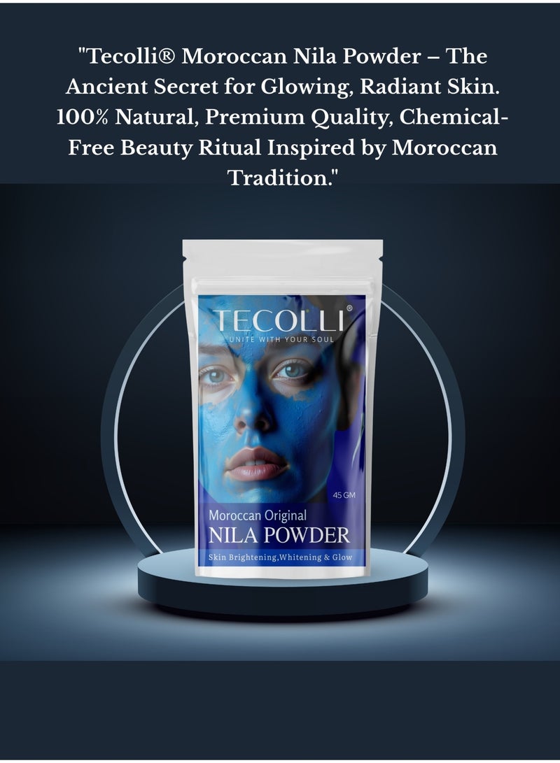 TECOLLI Original Moroccan Nila Powder – 45g | Natural Skin Whitening, Brightening & Glow Enhancer | Authentic Indigo Stone Powder for Face & Body Care - Image 2