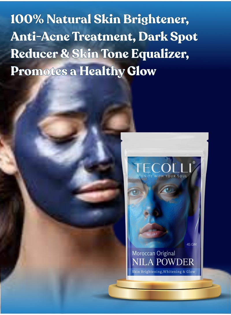 TECOLLI Original Moroccan Nila Powder – 45g | Natural Skin Whitening, Brightening & Glow Enhancer | Authentic Indigo Stone Powder for Face & Body Care - Image 3