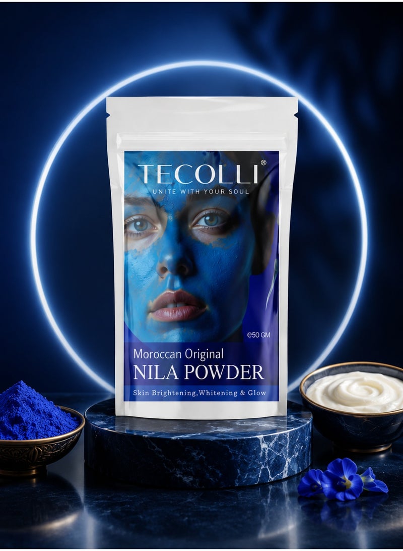 TECOLLI Original Moroccan Nila Powder – 45g | Natural Skin Whitening, Brightening & Glow Enhancer | Authentic Indigo Stone Powder for Face & Body Care - Image 1