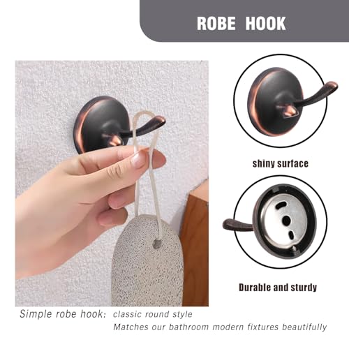 AGKXHDEC 4Piece Bathroom Hardware Set OilRubbed Bronze Bathroom Accessory Set Towel BarsTowel RingToilet Paper HolderRobe Hook Wall MountedOptional Install Longer or Shorter Towel bar - Image 3