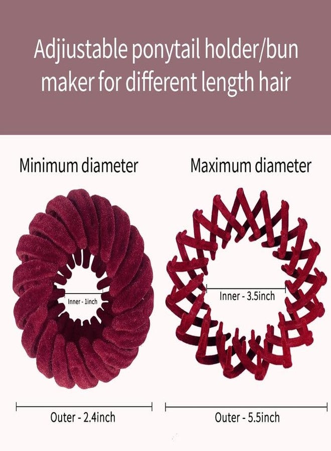 YANWENX 5Pcs Hair Holder Plate Hairpin for Thin Hair, Expandable Ponytail Bun Maker Hair Accessories for Women Girls_Velvet - Image 4