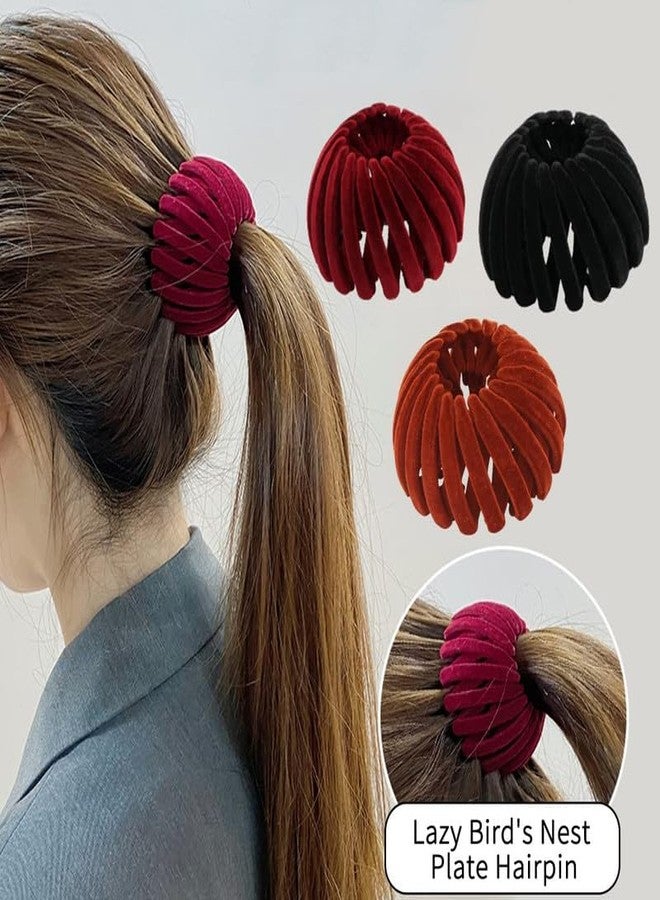 YANWENX 5Pcs Hair Holder Plate Hairpin for Thin Hair, Expandable Ponytail Bun Maker Hair Accessories for Women Girls_Velvet - Image 2