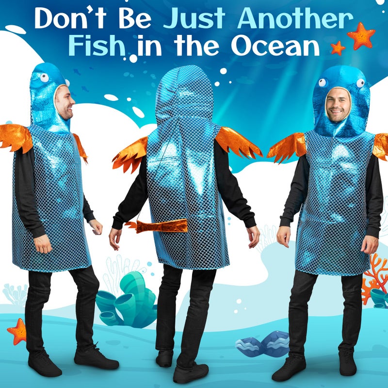 Zadin Adult Fish Costume Funny Sea Animal - Funky Fisherman's Halloween Fish Costume: Fishing Fisherman Costume - Image 3