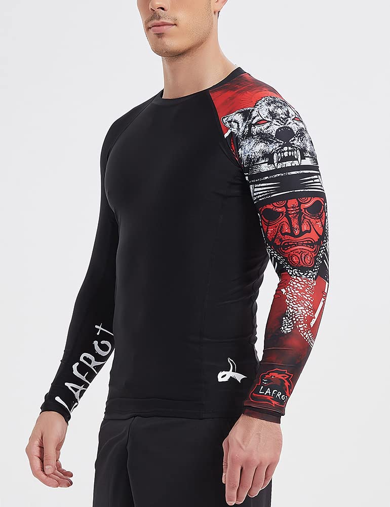 LAFROI Men's Long Sleeve UPF 50+ Baselayer Skins Performance Fit Compression Rash Guard-CLYYB Asym Warrior Size MD - Image 5