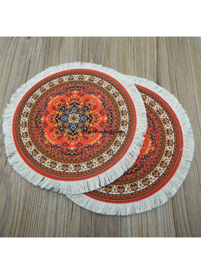 Shenzhen Factory Specializing In The Production Of Turkish Style High-grade Round Diameter 21cm Tassel Carpet Mouse Pad 