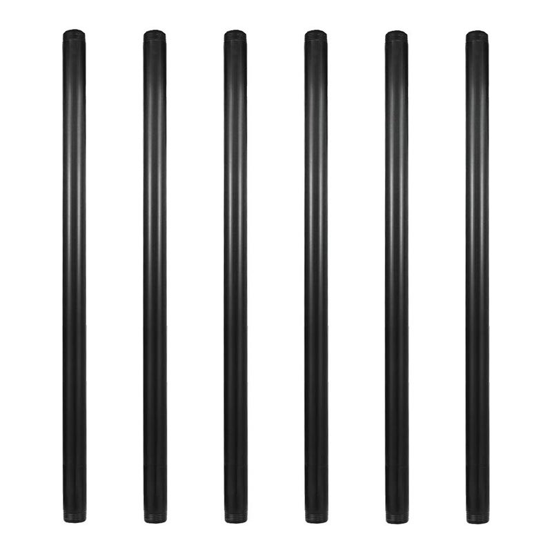 GeilSpace 6 Pack 3/4" Ã— 24" Pre-Cut Black Metal Pipe, Industrial Steel Fits Standard Three Quarters Inch Black Threaded Pipes and Fittings - Vintage DIY Industrial Shelving (3/4" Ã— 24")