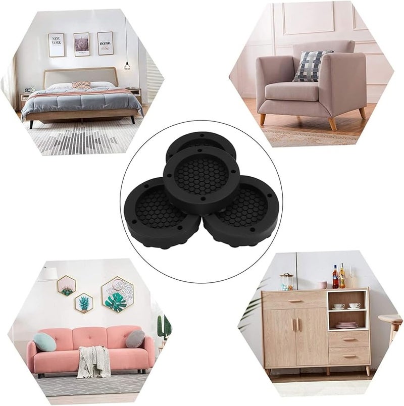 4 قطع وسادات اهتزاز الغسالة السوداء مانعة للانزلاق، رافعات أرجل الأثاث، وسائد تثبيت - Image 4