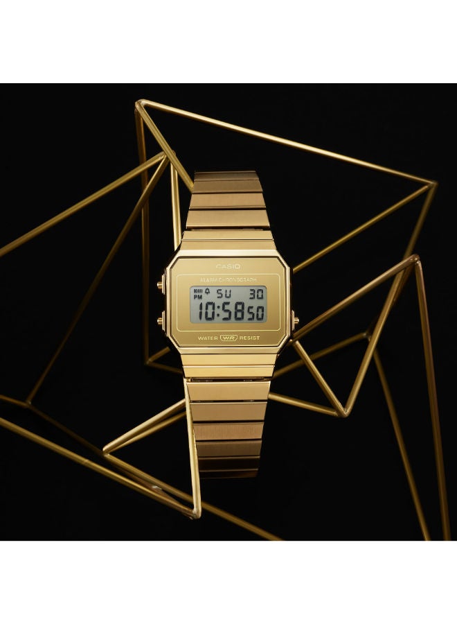 كاسيو ساعة يد رقمية من الفولاذ المقاوم للصدأ A700WEVG-9ADF - Image 2