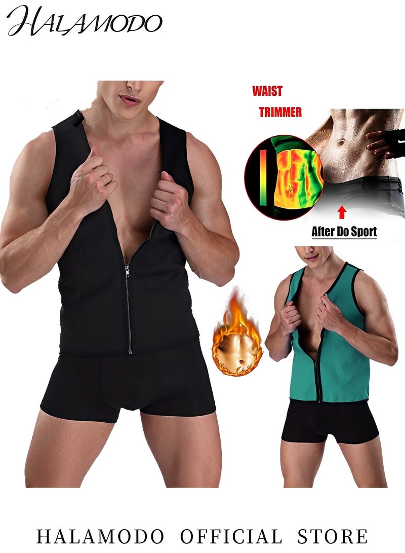 HALAMODO Men's Sauna Vest Waist Trainer Vest Hot Neoprene Sauna Suit Corset Body Shaper Zipper Tank Top Workout Shirt Slimming Shirt Hot Sweat Waist Trainer Corset  - Image 5