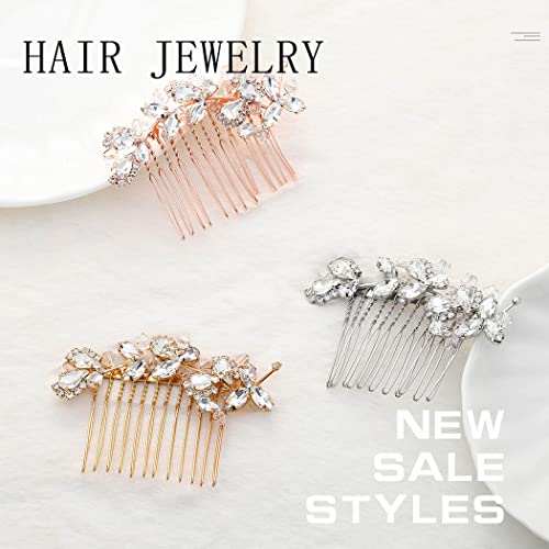 Foyte Crystal Bride Wedding Hair Comb Silver Bridal Headpieces Rhinestone Pearl Hair Pieces Bridesmaid Side Combs Hair Accessories for Women (silver) - Image 5