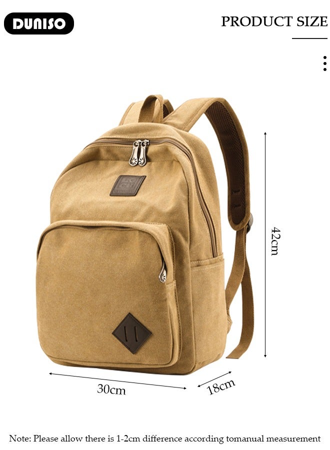 DUNISO Casual Canvas Multi-layer Backpack Large Capacity for Men Women,Lightweight Anti-Theft Tear-resistant Smell Free Travel Daypack,Comfortable Breathable Wear-resistant Laptop School Bag for High School College Student Teenager,Suitable for Outdoor Camping Excursion Hiking  - Image 4