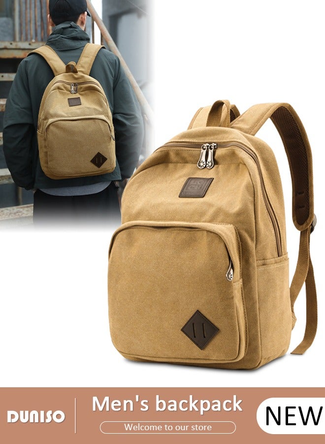 DUNISO Casual Canvas Multi-layer Backpack Large Capacity for Men Women,Lightweight Anti-Theft Tear-resistant Smell Free Travel Daypack,Comfortable Breathable Wear-resistant Laptop School Bag for High School College Student Teenager,Suitable for Outdoor Camping Excursion Hiking  - Image 1
