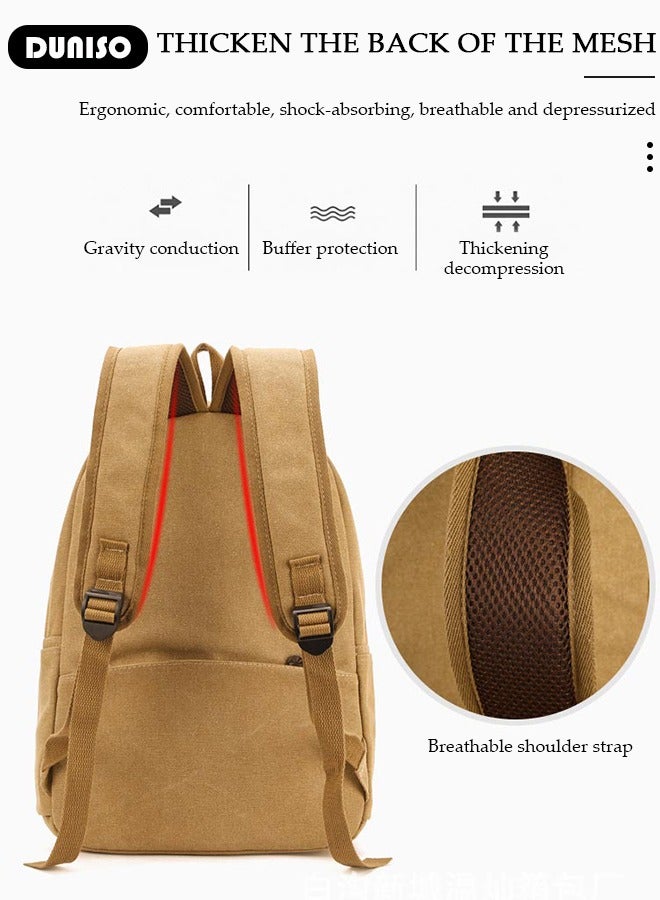 DUNISO Casual Canvas Multi-layer Backpack Large Capacity for Men Women,Lightweight Anti-Theft Tear-resistant Smell Free Travel Daypack,Comfortable Breathable Wear-resistant Laptop School Bag for High School College Student Teenager,Suitable for Outdoor Camping Excursion Hiking  - Image 5