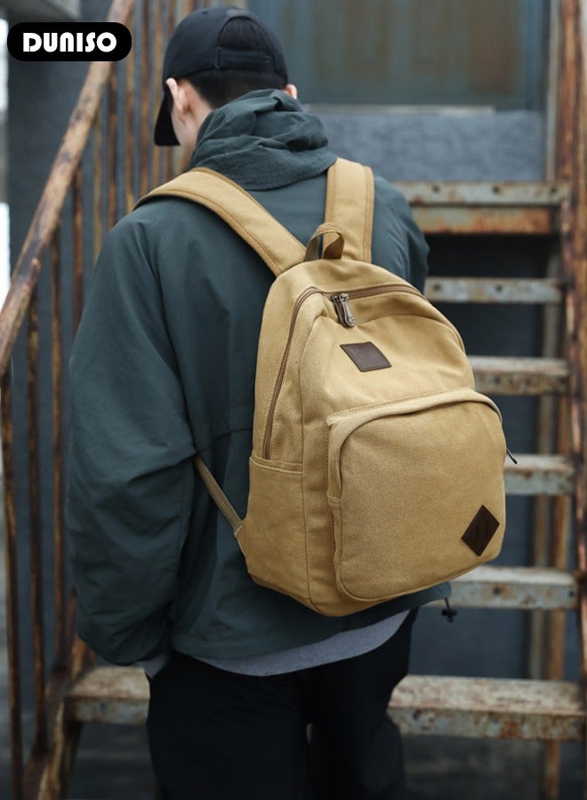 Casual Canvas Multi-layer Backpack Large Capacity for Men Women,Lightweight Anti-Theft Tear-resistant Smell Free Travel Daypack,Comfortable Breathable Wear-resistant Laptop School Bag for High School College Student Teenager,Suitable for Outdoor Camping Excursion Hiking