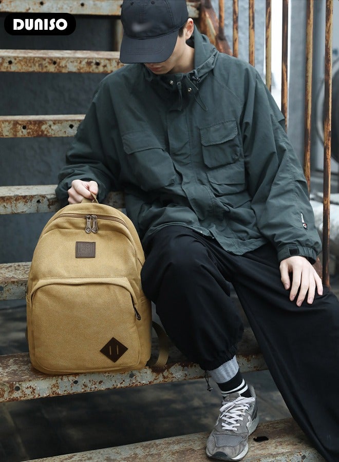 Casual Canvas Multi-layer Backpack Large Capacity for Men Women,Lightweight Anti-Theft Tear-resistant Smell Free Travel Daypack,Comfortable Breathable Wear-resistant Laptop School Bag for High School College Student Teenager,Suitable for Outdoor Camping Excursion Hiking