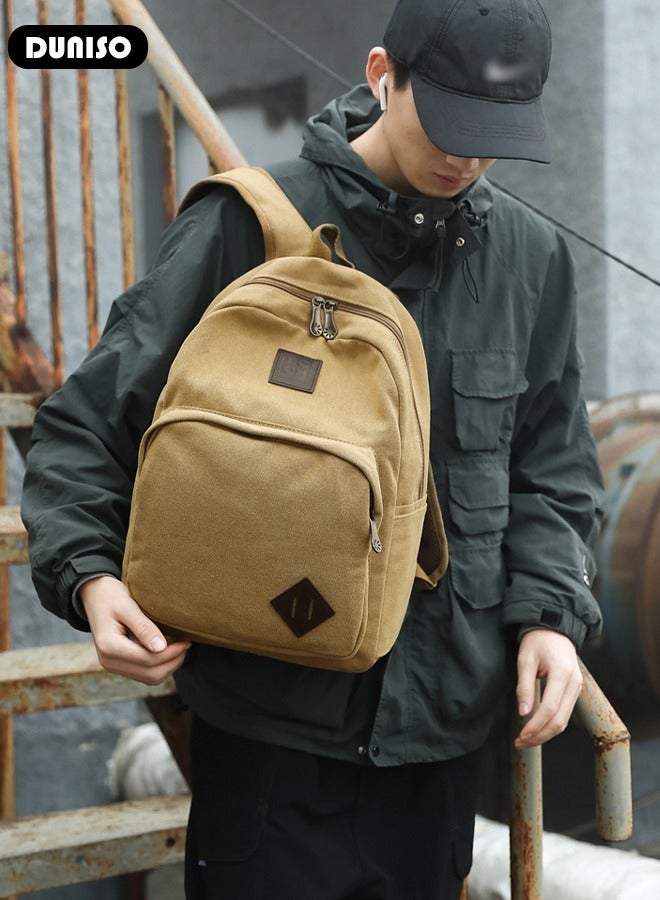 Casual Canvas Multi-layer Backpack Large Capacity for Men Women,Lightweight Anti-Theft Tear-resistant Smell Free Travel Daypack,Comfortable Breathable Wear-resistant Laptop School Bag for High School College Student Teenager,Suitable for Outdoor Camping Excursion Hiking