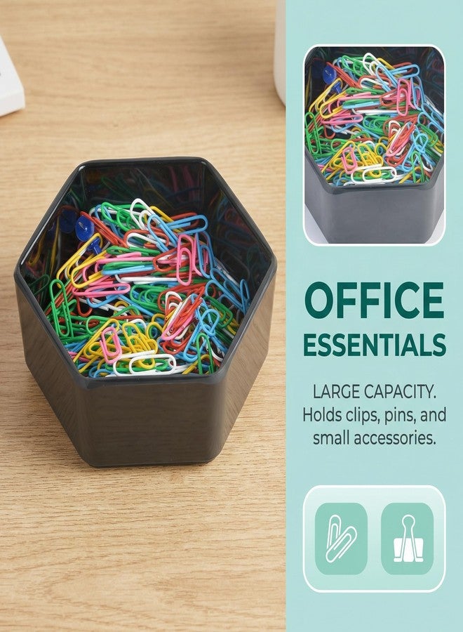 MONOSUGO Resin Paper Clip Dispenser for Home Office School, Office Binder Clip Push Pin Holder for Desk, Paper Clamp Holders Work Desk Accessories Organizer, 2 Pack, Black - Image 2