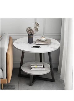 Arabest Small Round Side Table, Nightstand End Table for Small Spaces, Bedroom, Living Room, Easy Assembly Modern Bedside Table,50*55CM  - Image 2
