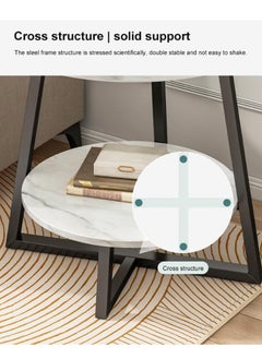 Arabest Small Round Side Table, Nightstand End Table for Small Spaces, Bedroom, Living Room, Easy Assembly Modern Bedside Table,50*55CM  - Image 4