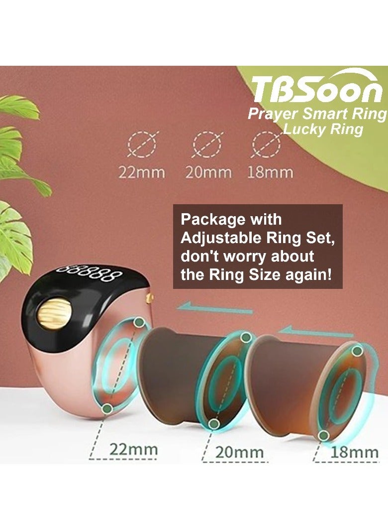 خاتم صلاة ذكي من Golden Bead، خاتم محظوظ، خاتم تسبيح، بطارية كبيرة، شاشة OLED كبيرة، خاتم عد الصلاة، عصري، رائع، مثالي للارتداء اليومي وإهداء الهدايا، خاتم ذكي للرجال والنساء، خاتم TBSoon iQIBLA Zikr - Image 4