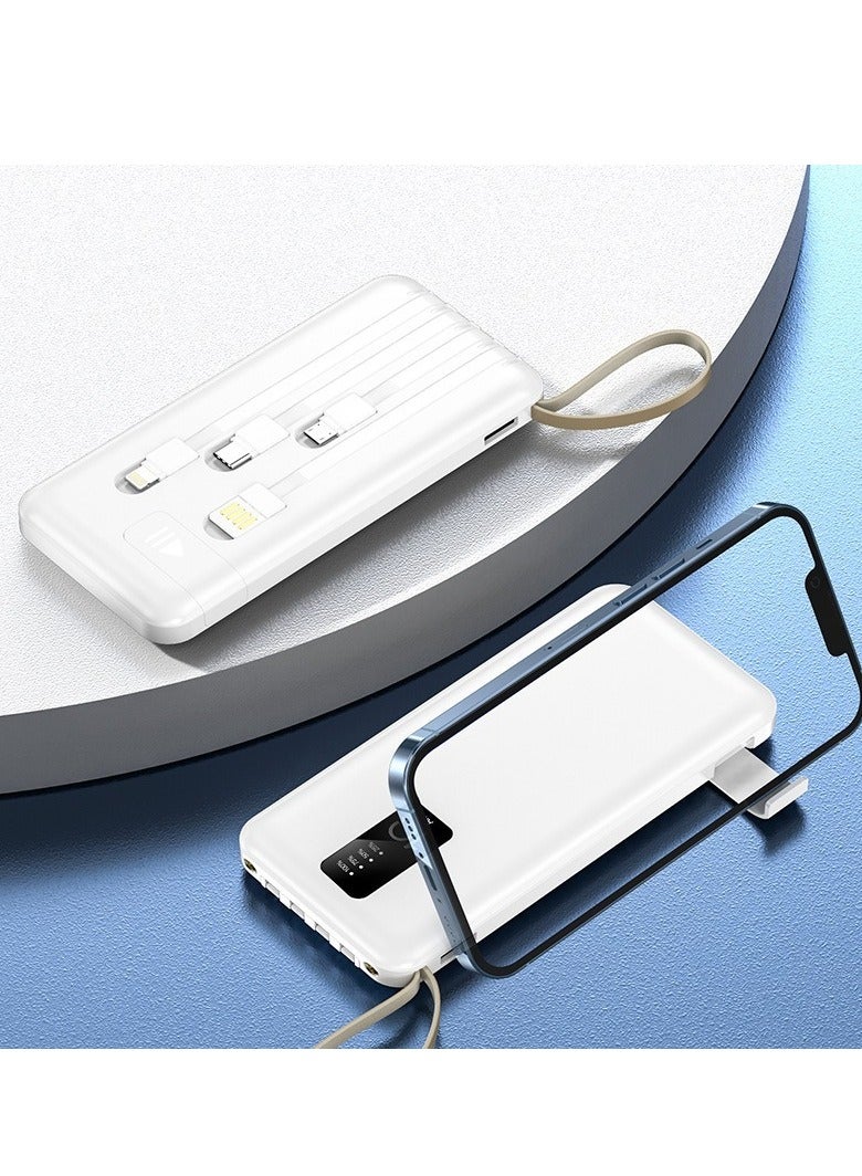 Mini smart digital display charging treasure comes with a line super large capacity 10000 mAh fast charging outdoor with lighting mobile power white - Image 3