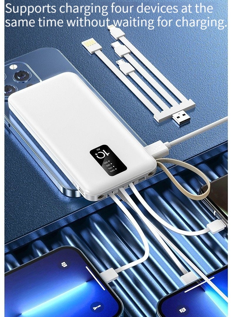 Mini smart digital display charging treasure comes with a line super large capacity 10000 mAh fast charging outdoor with lighting mobile power white - Image 2