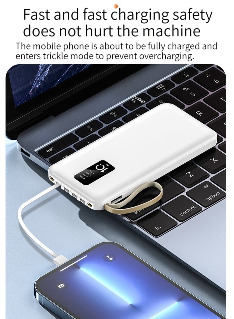 Mini smart digital display charging treasure comes with a line super large capacity 10000 mAh fast charging outdoor with lighting mobile power white - Image 5