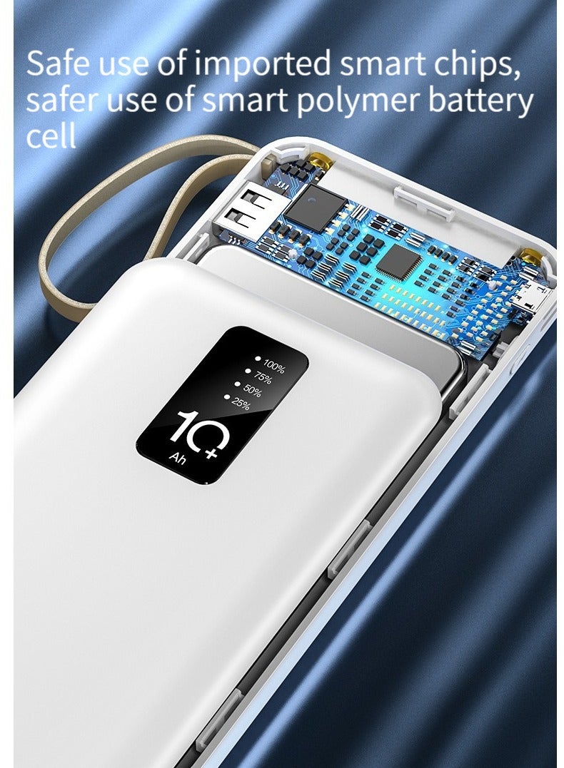 Mini smart digital display charging treasure comes with a line super large capacity 10000 mAh fast charging outdoor with lighting mobile power white - Image 4