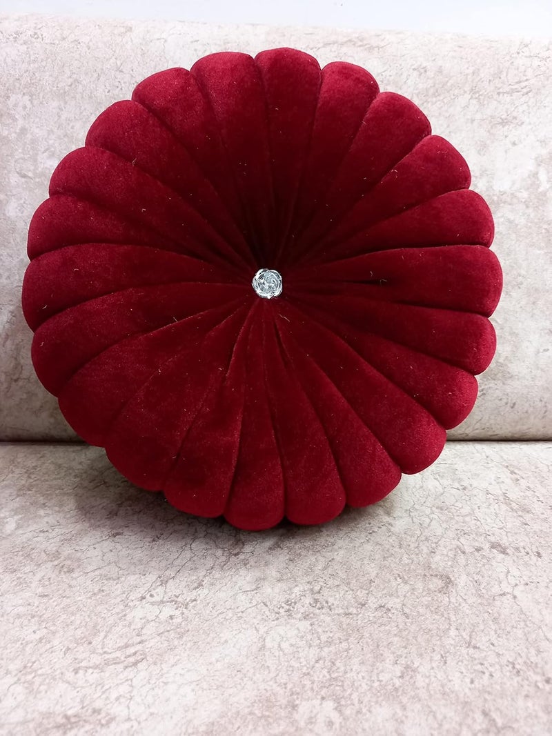 Chander Designers Flower Microfiber Smokin Round Filled Cushion Beautiful Cushion for Sofa Bedroom Throw Pillow Living Room Office Back Cushion Gift 16x16 Inches Maroon Pack of 4 - Image 4