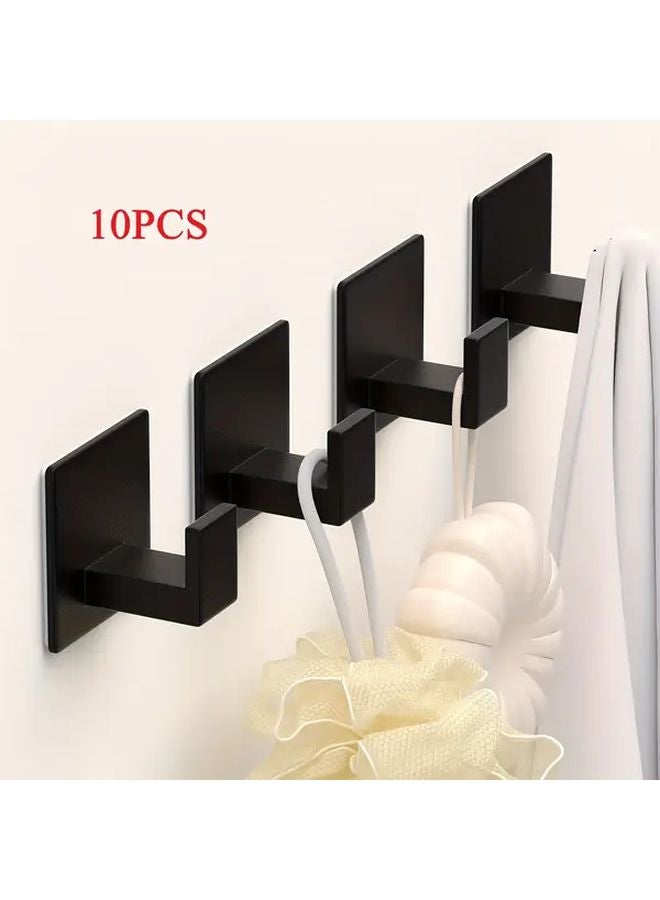 10 Pack Black Heavy Duty Self Adhesive Bathroom Hooks No Drill Rust Free - Image 2