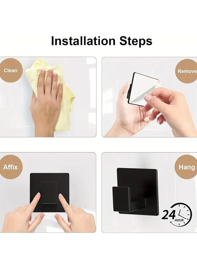10 Pack Black Heavy Duty Self Adhesive Bathroom Hooks No Drill Rust Free - Image 3