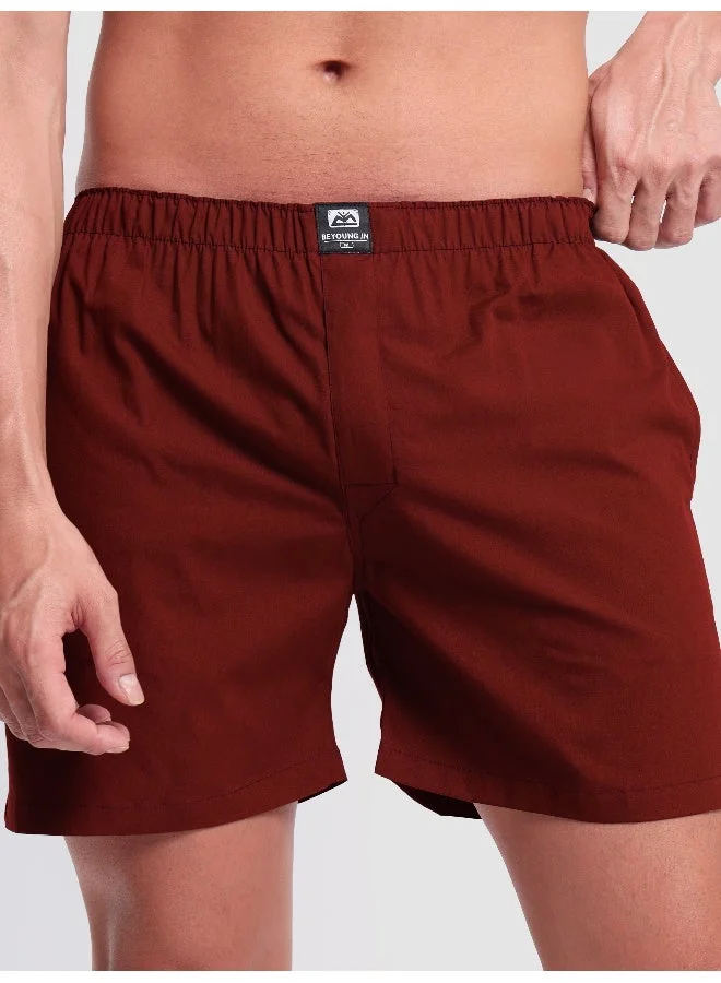 Beyoung Plain Burgundy Mens Boxer