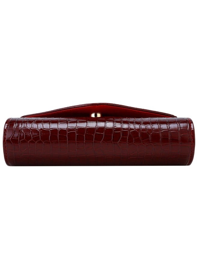 Buric PU Leather Handbags Evening Bag Cute Clutch Purses Formal Solid Envelope Shoulder Bags for Wedding Party Prom (Burgundy) - Image 4