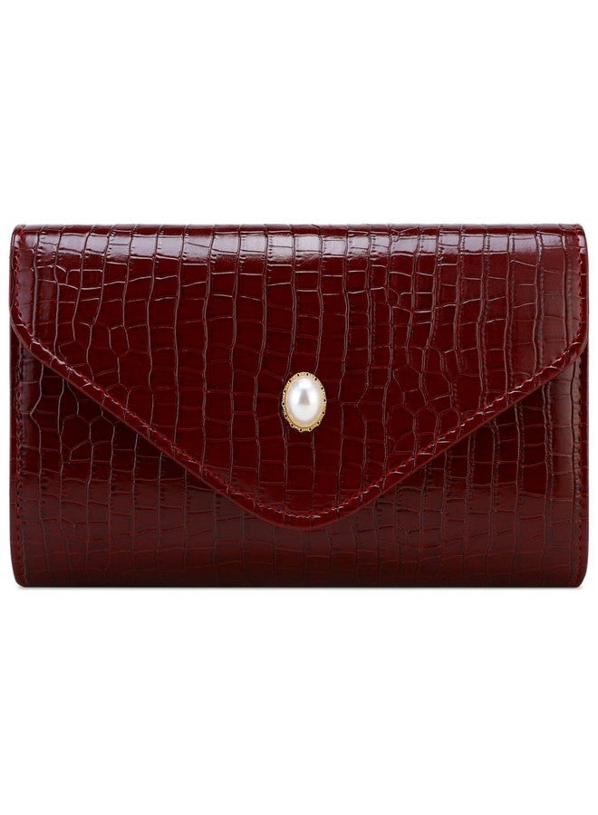Buric PU Leather Handbags Evening Bag Cute Clutch Purses Formal Solid Envelope Shoulder Bags for Wedding Party Prom (Burgundy) - Image 1
