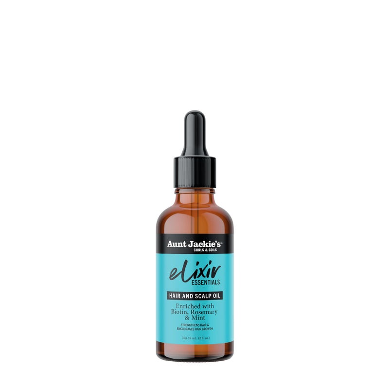 Aunt Jackie's Elixir Essentials Hair & Scalp Oil Enriched with Biotin, Rosemary & Mint, Nourishes, Thickens & Supports Hair Growth, 2 oz - Image 1
