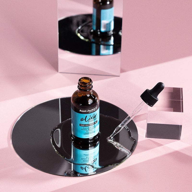 Aunt Jackie's Elixir Essentials Hair & Scalp Oil Enriched with Biotin, Rosemary & Mint, Nourishes, Thickens & Supports Hair Growth, 2 oz - Image 4